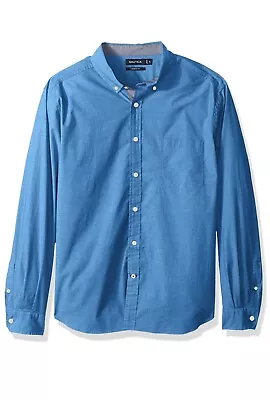 NWT $70 Nautica Men's Classic Fit Stretch Long Sleeve Blue Deep Water Shirt XL • $29.99