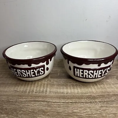 Set Of 2 Vintage Hershey's Chocolate Dessert Ice Cream Bowls. Drip Edge • $19.99