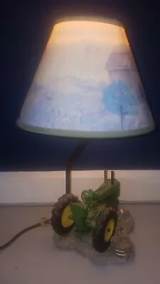 Vintage John Deere Tractor Table Desk Lamp With Shade 1999 15” Farmer Working • $55.85