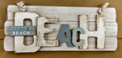 £7.29 • Buy THIS WAY TO THE BEACH Wooden Novelty Plaque Sign 32x13x3cm