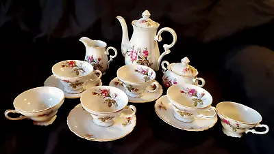 Vintage Roval Sealy Moss Rose Tea Set Service For 4 With Two Extra Teacups • $132.50