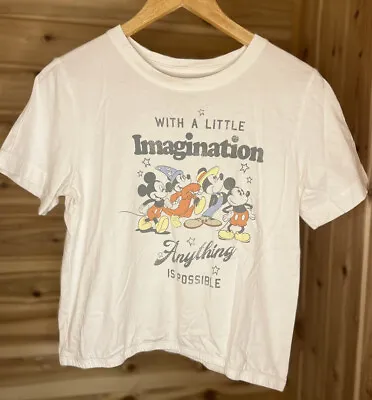 Disney Women’s Crop Top Mickey Mouse Imagination Anything Is Possible White XL • $5.99