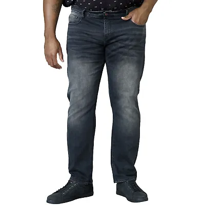 D555 Mens Benson Big Tall Slim Fit Stretch Jeans Trousers - Grey • £28