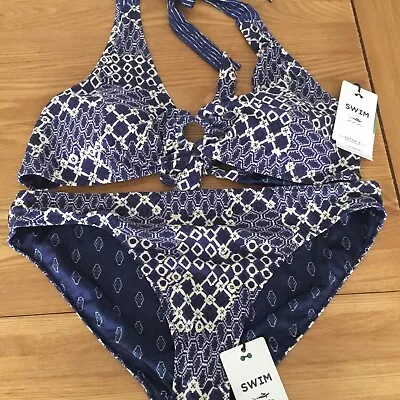 BNWT Fat Face Ratta Patchwork Geo Bikini Top Size 14 Bottoms Size 12 Rrp £53 ** • £22.99