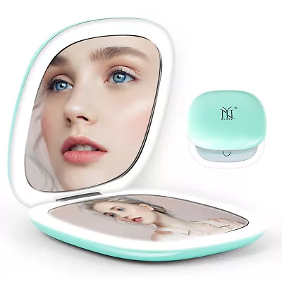 2-Sided Rechargeable Makeup Mirror 1X/10X Magnification Lighted Pocket Mirror • $12.33