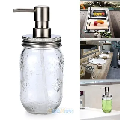 500ml Mason Jar Soap Dispenser With Stainless Steel Jar Lid And Hand Soap Pump • $13.99