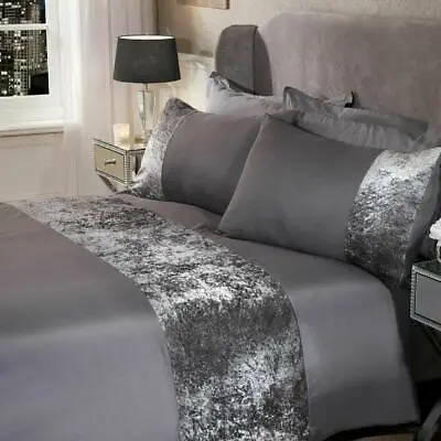 $39 • Buy Silver Grey Stone Crushed Velvet Quilt/Doona/Duvet Cover Pillowcase Set