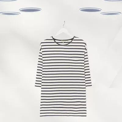 Ex Fat Face Women’s 3/4 Sleeve Leena Stripe Longline Top In Ivory (Defect) • £15.99