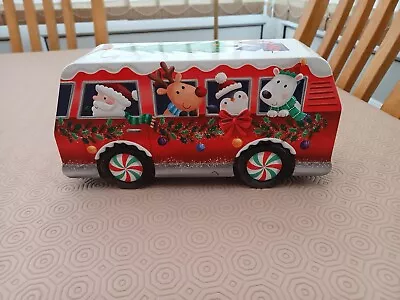 Empty Biscuit Tin Santa Bus • £2