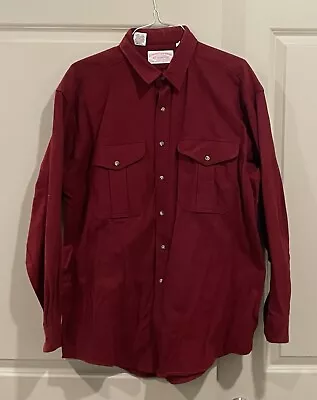 Filson 850 Red Thick Heavy Cotton Long Sleeve Button Up Mens Shirt XL Vintage • $79.95