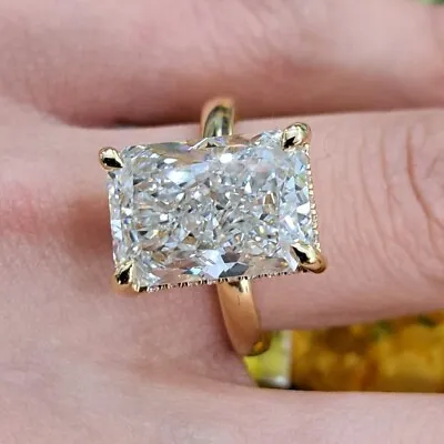 IGI Certified 9.10Ct F/VS Lab Grown Radiant Diamond Engagement Ring 18k Y. Gold • $12893.21