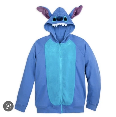 $9 • Buy Disney Parks Youth Stitch Full Zip Hoodie Jacket Size XL Blue Sweatshirt