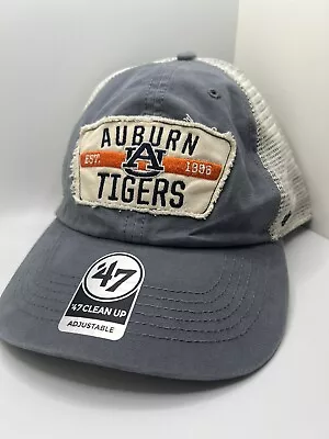 Auburn Tigers ‘47 Brand Clean Up Gray White Patch Mesh Snapback Cap Hat New • $24.76