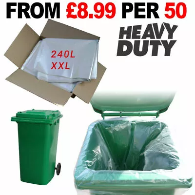 £1.90 • Buy Clear Wheelie Bin Liners Strong Heavy Duty Rubbish Sack Big Refuse Bin Bags