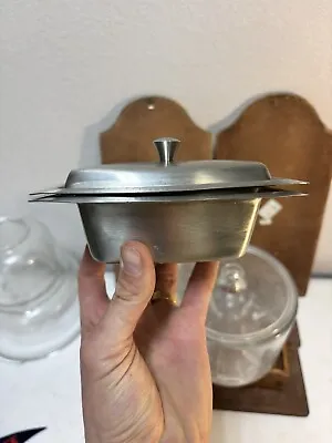 Stainless Steel Butter Cream Cheese Dish W/ Lid-Vintage Danish MCM - Made In USA • $15