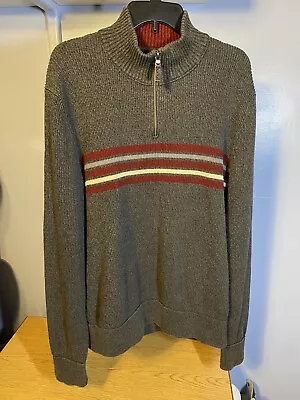 Eddie Bauer Men’s Sweater Extra Large Tall Gray Long Sleeve  1/3 Zipper • $24.95