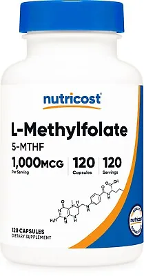 Nutricost Methyl Folate 1000mcg 120 Vegan Capsules - Gluten Free Non-GMO • $13.95