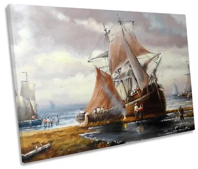 Old Sail Boats Ship Repro SINGLE CANVAS WALL ARTWORK Print Art • £24.99