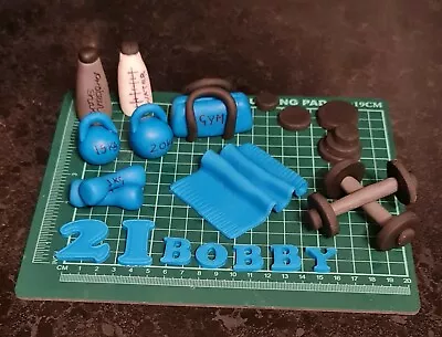 Handmade Gym Equipment In Any Colour Themed Set Personalised Edible Cake Topper  • £7.50