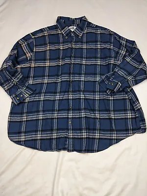 Harbor Bay Mens 3XL Blue Gray Black Tartan Plaid Flannel Shirt Button Down • $10.94