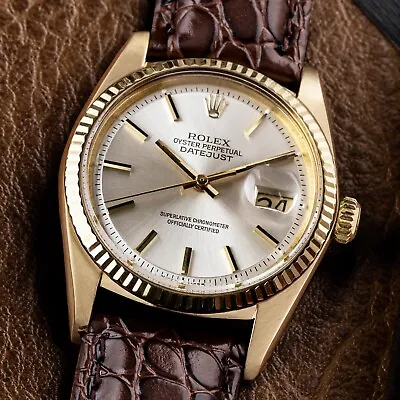 Rolex Datejust 36mm 18k Solid Gold 1978 Vintage Ref. 1601 Silver Pie-Pan Dial • £7750