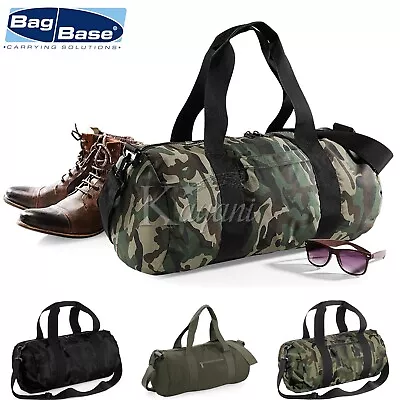 Bagbase CAMO BARREL BAG Duffle Gym Hunting Travel Sport Holdall Army Camping Bag • £14.49