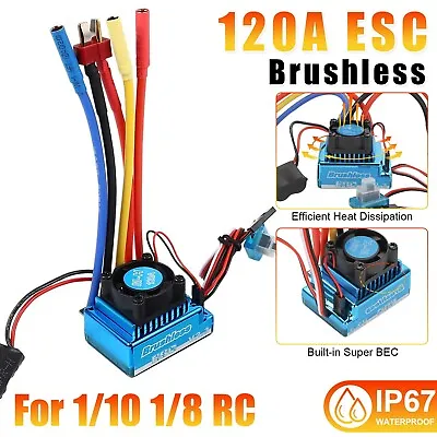 120A Brushless ESC Electric Speed Controller For 1/10 1/8 RC Car RC Accessories • $19.48