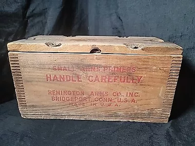 Vtg Dove Tailed Remington Small Arms Primer Ammo Wood Box Crate Strathmore CA • $119.99