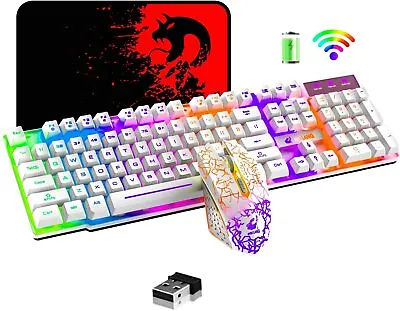 $37.98 • Buy T3 Wireless Keyboard Mouse Combo Rainbow/Orange Backlit 2.4G Rechargeable Gaming