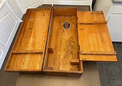 Vintage Stanley No. 861 Oak Wood Dovetail Fold Out Tool Box 12” X 29” X 7” • $149