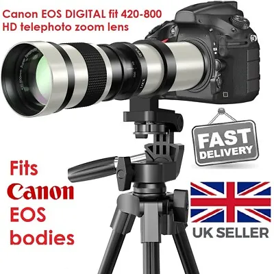 Canon EOS DSLR DIGITAL Fit 420 800mm Zoom Lens 1000D 1200D 1300D 2000D 4000D Etc • £94.99