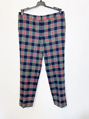 Talbots Navy Red Tartan Plaid Pants Size 8 Petite Cropped Straight Leg • £33.26