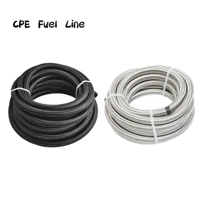 4AN 6AN 8AN 10AN 12AN Nylon + Stainless Steel Braided Fuel Hose Oil Gas Air Line • $20.89