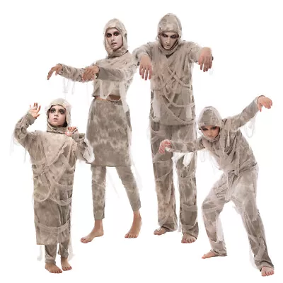 Men Women Boys Girls Mummy Costume Halloween Egyptian Bandages Scary Fancy Dress • £23.39