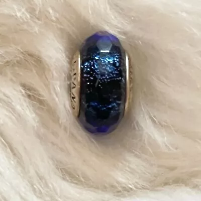 BNWT Pandora Blue Iridescent Murano Shimmer Faceted Glass Charm Jewelry 791646 • £65