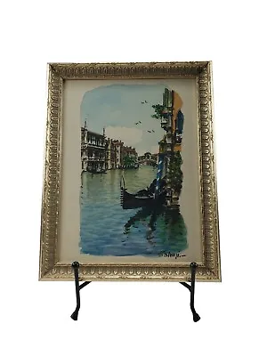 Carlos Salvini Watercolor Paint Print Gran Canal Venice Italy Framed & Signed • $115.96