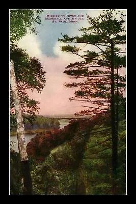 Mississippi River And Marshall Ave Bridge St Paul Minnesota Unposted Postcard • $0.35