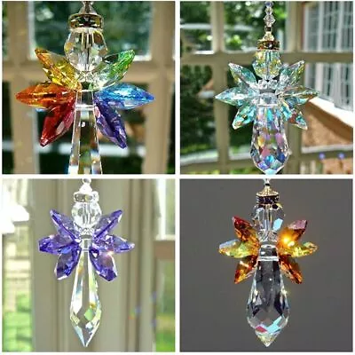 Patio Charm Car Ornament Angel Chakra Sun Catcher Rainbow Crystal HangingPendant • £3.22