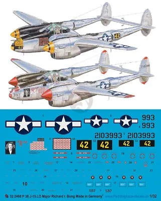 Peddinghaus 1/32 P-38J-15-LO Lightning Markings Richard Bong Pacific WWII 2468 • $28.01