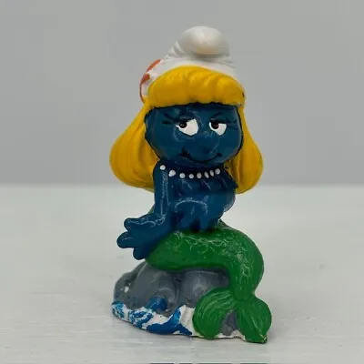 Smurfs 20142 Mermaid Smurfette Smurf Vtg PVC Figure 1981 Schleich Peyo Figurine • $12.97