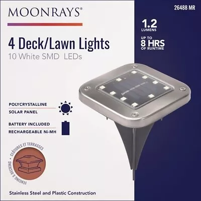 (1-4/pk)-Moonrays Plastic SMD LED Solar Square Deck/Lawn Light. Model: 26488 • $46.99