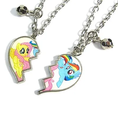 My Little Pony Rainbow Dash & Fluttershy Heart Best Friends 2 Necklaces - Carded • $4.96