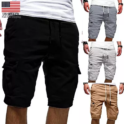 Men Cargoshorts Casual Pants Outdoor Multi Pockets Summer Beach Five-piece Pants • $12.48