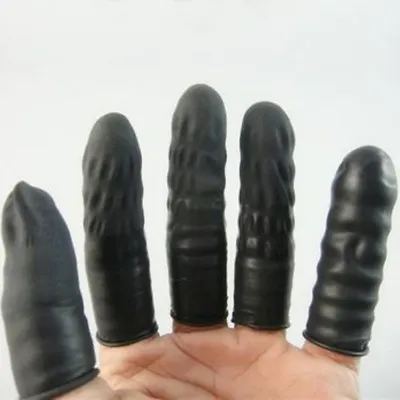 100pc Brand New Rubber Latex Fingertip Black Finger Cots Nail Protection DD • $8.99