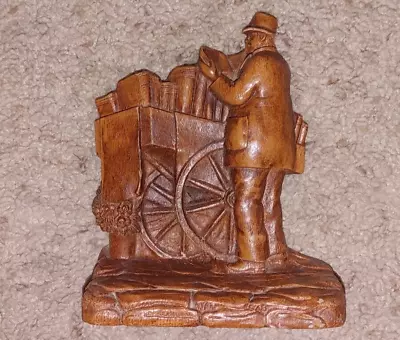 Vintage Book Cart Salesman Bookend Repwood Sawdust 6.5  • $16.99