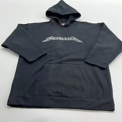 Giant Men's Black Metallica Long Sleeve Pockets Pullover Hoodie Size XL Vintage • $40