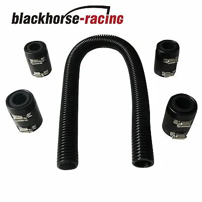 Black 48  Stainless Steel Radiator Flexible Coolant Water Hose Kit + 4X Caps New • $37.98