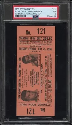 1965 1st Fight As Muhammad Ali Vs Sonny Liston”phantom Punch” Fight Ticket Psa 7 • $599