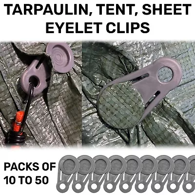 10-50 BRADAS Tent Tarpaulin & Groundsheet Eyelet Clips Heavy Duty & Windproof • £5.19