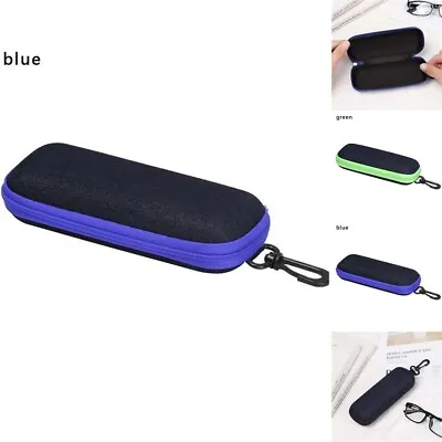 Portable Zip Eye Glasses Sunglasses Hard Case Box Protector Large Hold Hanging • £4.39